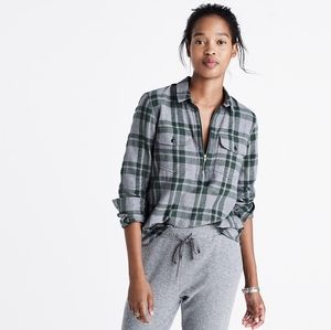 Madewell Flannel Zip-Front Popover Shirt in Washburn Plaid